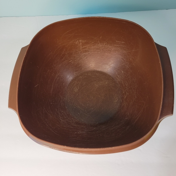 TUPPERWARE SERVALIER 858-4 Brown Bowl (Yellow bowl 836-8 Lid 837-6 Damaged) VTG - Picture 3 of 16